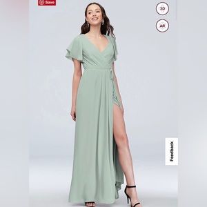 David’s Bridal flutter sleeve georgette wrap bridesmaid dress